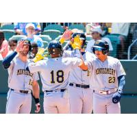 Montgomery Biscuits congratulate Jhon Diaz after his grand slam