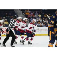 South Carolina Stingrays a happy group after a goal against the Atlanta Gladiators