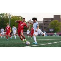 Chicago Fire FC II midfielder Damian Nigg (left) vs. New York City FC II