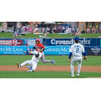 Sean McLain of the Tulsa Drillers makes the catch