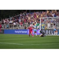 Ally Schlegel of the North Carolina Courage celebrates after scoring