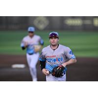 Eugene Emeralds third baseman Zander Darby in Exploding Whales jersey