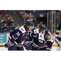 South Carolina Stingrays defenseman Connor Moore (left) and forward Charlie Combs