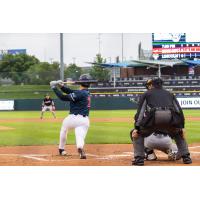 Lincoln Saltdogs infielder Calyn Halvorson takes a swing
