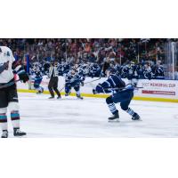 Chicoutimi Saguenéens battle the Kelowna Rockets at the Memorial Cup