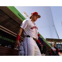 Nate Eaton of the Worcester Red Sox leaves the dugout