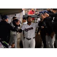 Jace Avina of the Somerset Patriots in the dugout