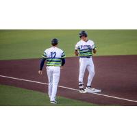 Jonny Farmelo of the Everett AquaSox on base