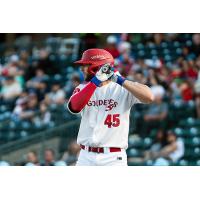 Winnipeg Goldeyes catcher Raphaël Pelletier at bat