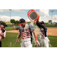 Lincoln Saltdogs douse outfielder Jake Hjelle