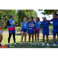North Carolina Courage teammates and staff cheer Ivy Younce