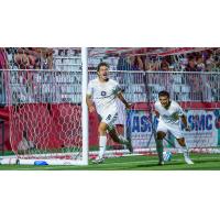 Louisville City FC midfielder Zach Duncan reacts after his goal