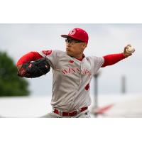 Winnipeg Goldeyes' Ryo Kohigashi in action