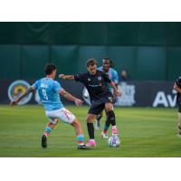 Miami FC's Joel Sonora versus Oakland Roots' Jesus De Vicente