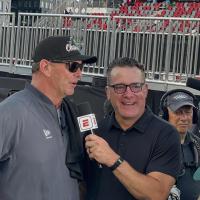 ESPN's Tom Luginbill interviews Louisville Kings Head Coach Chris Redman