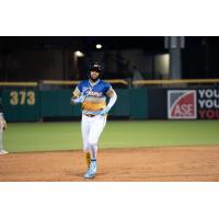 Xavier Isaac of the Montgomery Biscuits rounds the bases