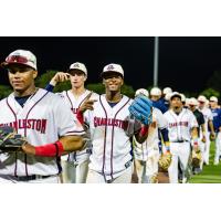 Charleston RiverDogs happy heading off the field
