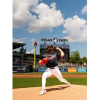 Patrick Sandoval pitching for the Worcester Red Sox