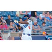 Zyhir Hope of the Tulsa Drillers blasts a home run