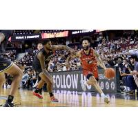 Vancouver Bandits guard Tevin Brown drives to the hoop