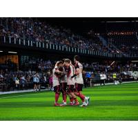 Detroit City FC celebrates a goal