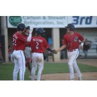 St. Cloud Rox exchange congratulations after scoring