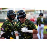 San Antonio Missions outfielder Tirso Ornelas (left) and catcher Brendan Durfee