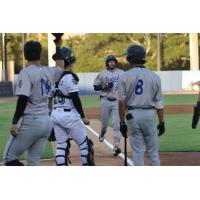Pensacola Blue Wahoos score against the Biloxi Shuckers