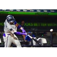 Pensacola Blue Wahoos' Juan Matheus at bat