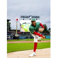 Johan Oviedo pitching for the Worcester Red Sox