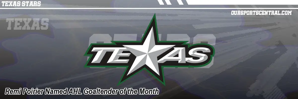 Remi Poirier Named AHL Goaltender of the Month