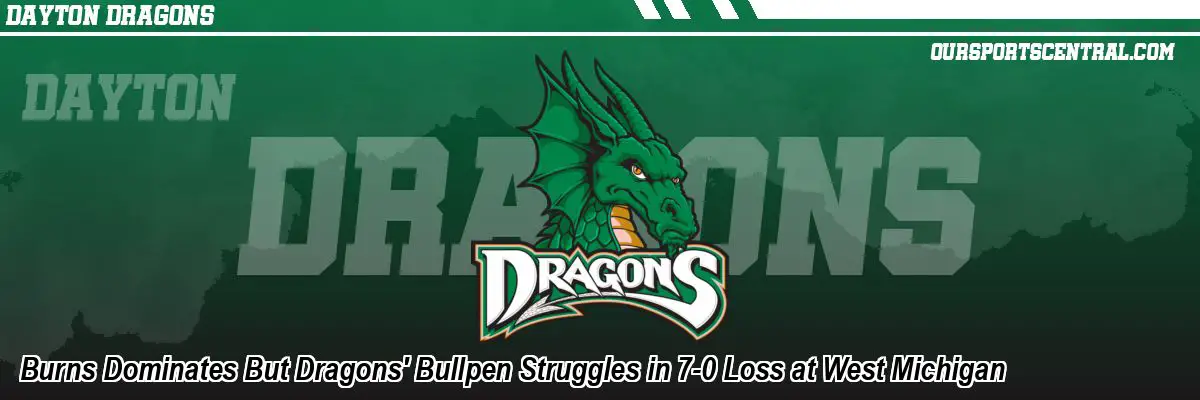 Burns Dominates But Dragons' Bullpen Struggles in 7-0 Loss at West Michigan