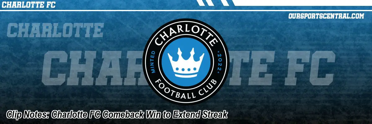 Clip Notes: Charlotte FC Comeback Win to Extend Streak