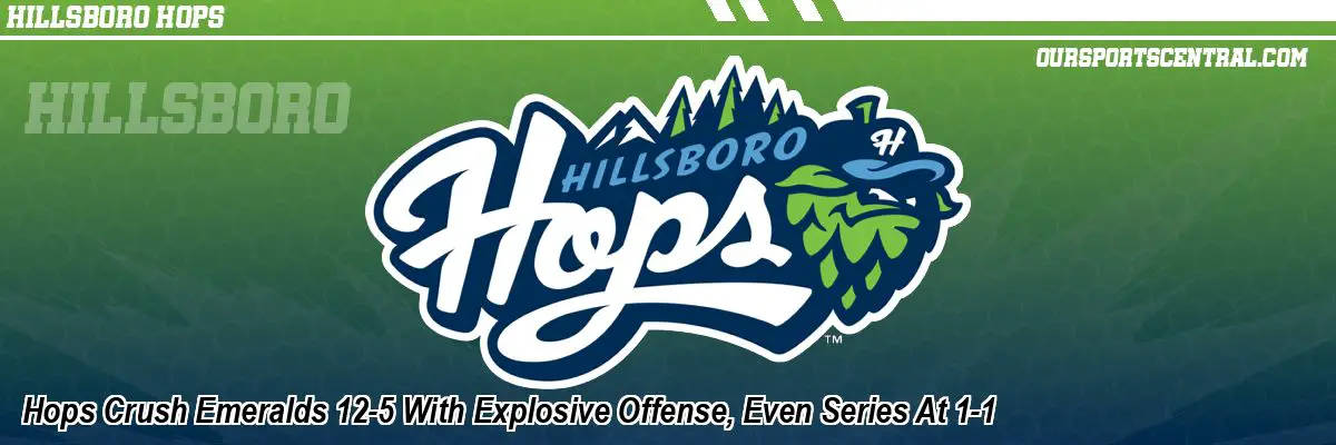 Hops Crush Emeralds 12-5 With Explosive Offense, Even Series At 1-1