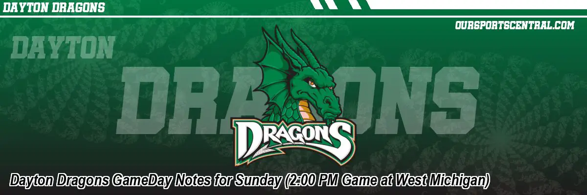 Dayton Dragons GameDay Notes for Sunday (2:00 PM Game at West Michigan)