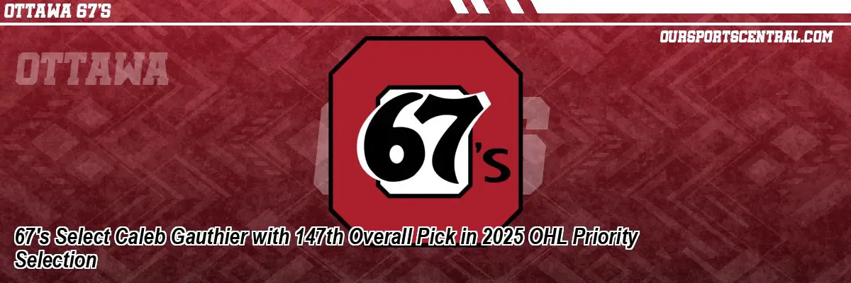67's Select Caleb Gauthier with 147th Overall Pick in 2025 OHL Priority Selection