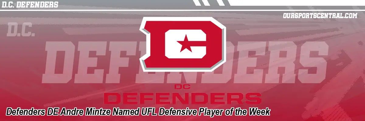Defenders DE Andre Mintze Named UFL Defensive Player of the Week