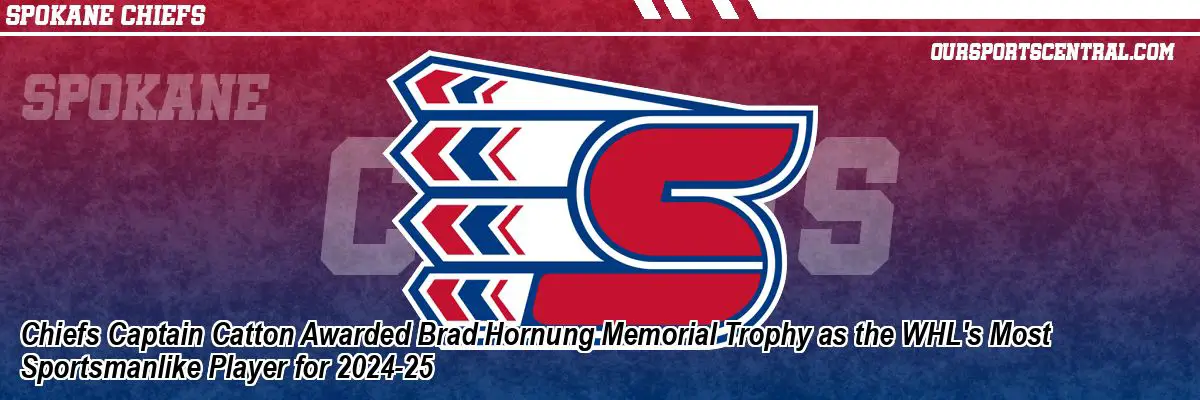 Chiefs Captain Catton Awarded Brad Hornung Memorial Trophy as the WHL's Most Sportsmanlike Player for 2024-25