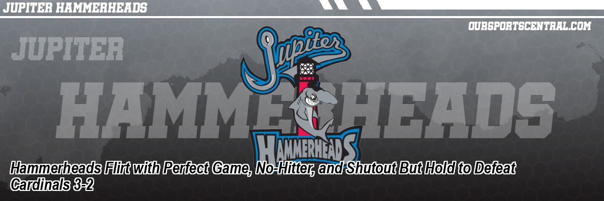 Hammerheads Flirt with Perfect Game, No-Hitter, and Shutout But Hold to Defeat Cardinals 3-2