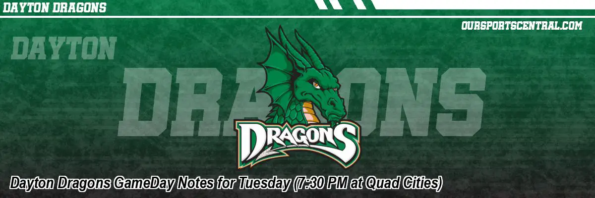 Dayton Dragons GameDay Notes for Tuesday (7:30 PM at Quad Cities)