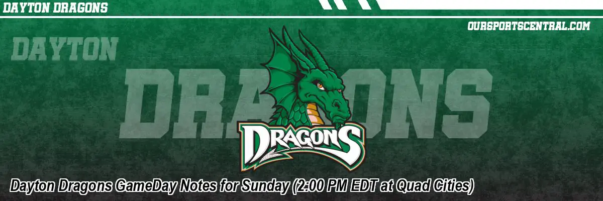 Dayton Dragons GameDay Notes for Sunday (2:00 PM EDT at Quad Cities)