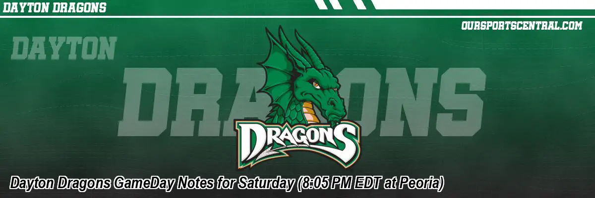 Dayton Dragons GameDay Notes for Saturday (8:05 PM EDT at Peoria)