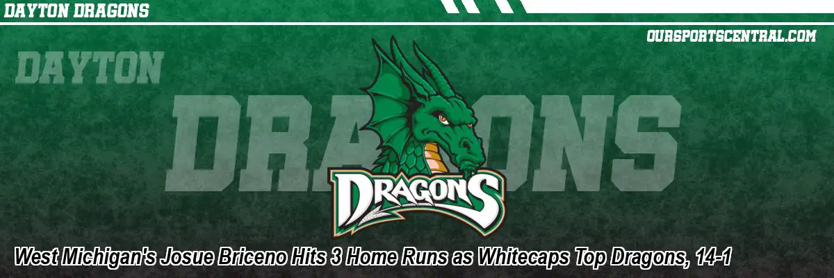 West Michigan's Josue Briceno Hits 3 Home Runs as Whitecaps Top Dragons, 14-1