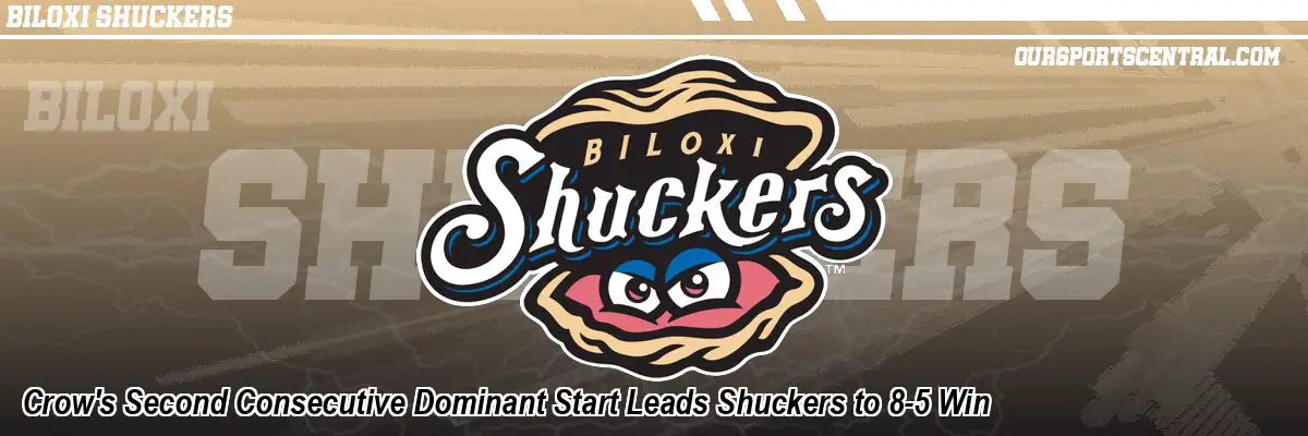 Crow's Second Consecutive Dominant Start Leads Shuckers to 8-5 Win