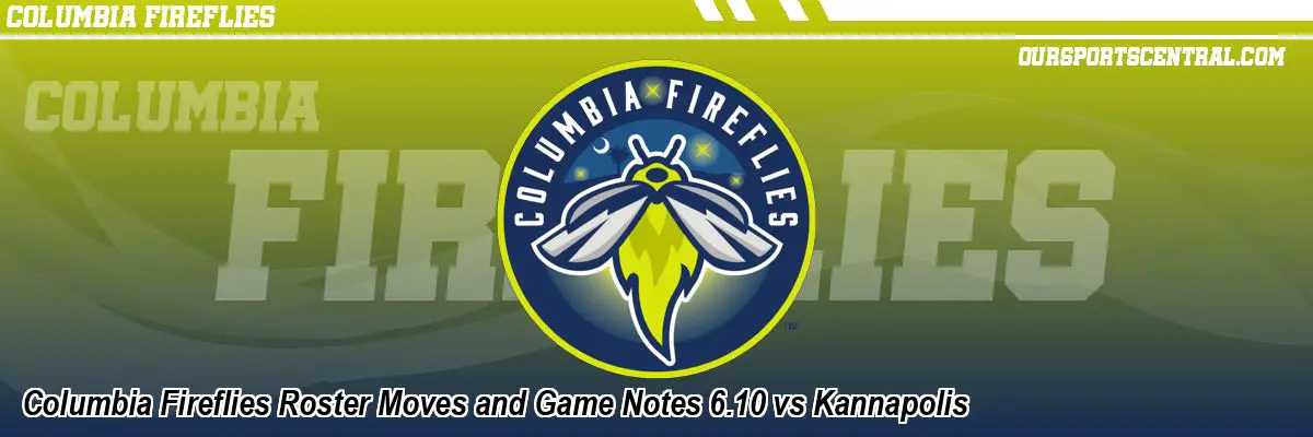Columbia Fireflies Roster Moves and Game Notes 6.10 vs Kannapolis