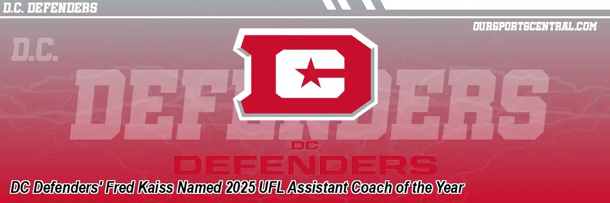 DC Defenders' Fred Kaiss Named 2025 UFL Assistant Coach of the Year