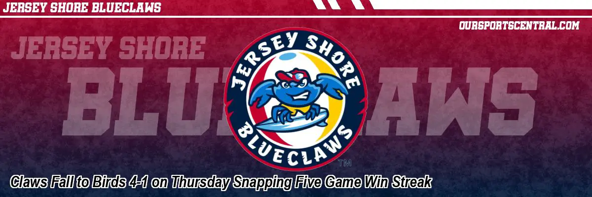 Claws Fall to Birds 4-1 on Thursday Snapping Five Game Win Streak