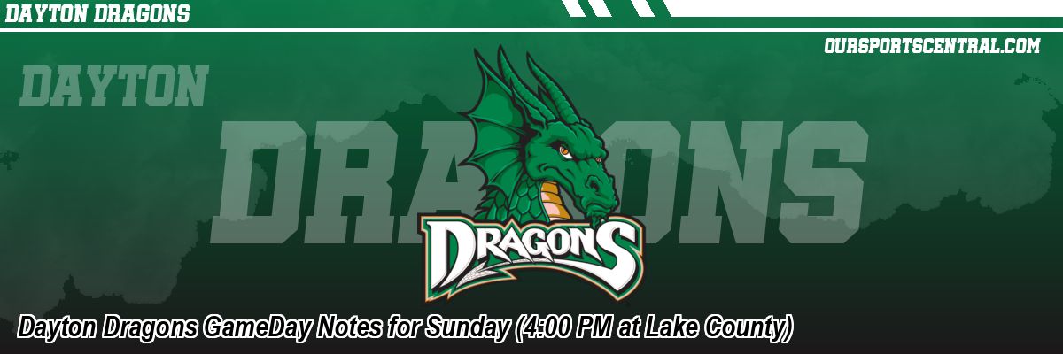 Dayton Dragons GameDay Notes for Sunday (4:00 PM at Lake County)