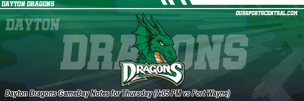 Dayton Dragons GameDay Notes for Thursday (7:05 PM vs Fort Wayne)