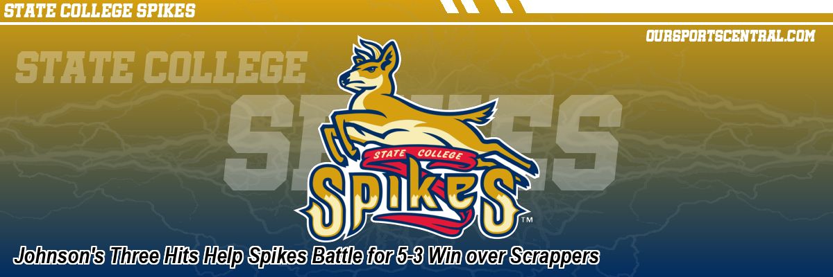 Johnson's Three Hits Help Spikes Battle for 5-3 Win over Scrappers